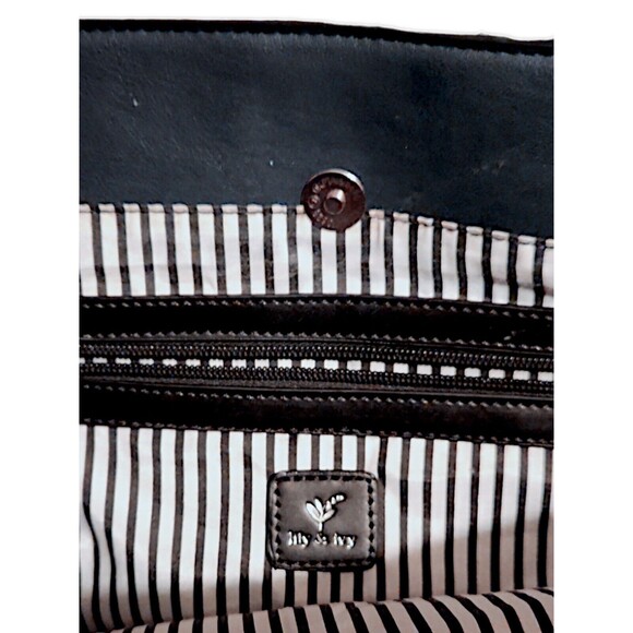 Lily Ivy Weekender Tote Handbag Grey Navy Medium 11 Inch Tall - Picture 4 of 9